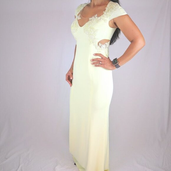 NWT Marchesa Notte Yellow Fields Lace Formal Gown $1245 - Picture 7 of 13